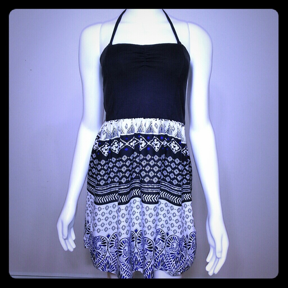 ROXY • Navy/Print Halter Dress / size (S)